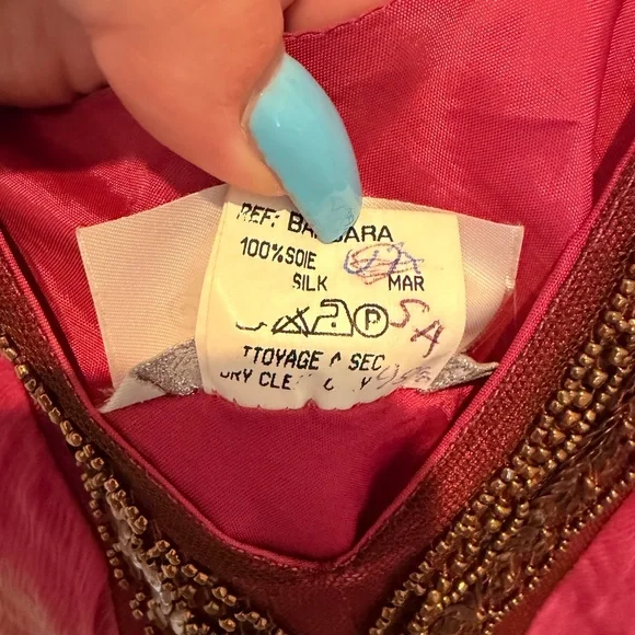 Vintage Jeff Gallon 100% Silk Made in France Ombre Beaded Y2K Dress UNIQUE - Picture 6 of 8